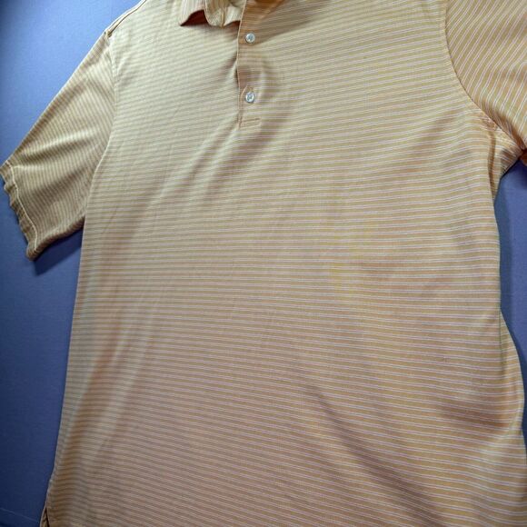 Fairway Greene Polo Shirt Mens Large Yellow Striped Golf Black Butte Ranch - Picture 3 of 16